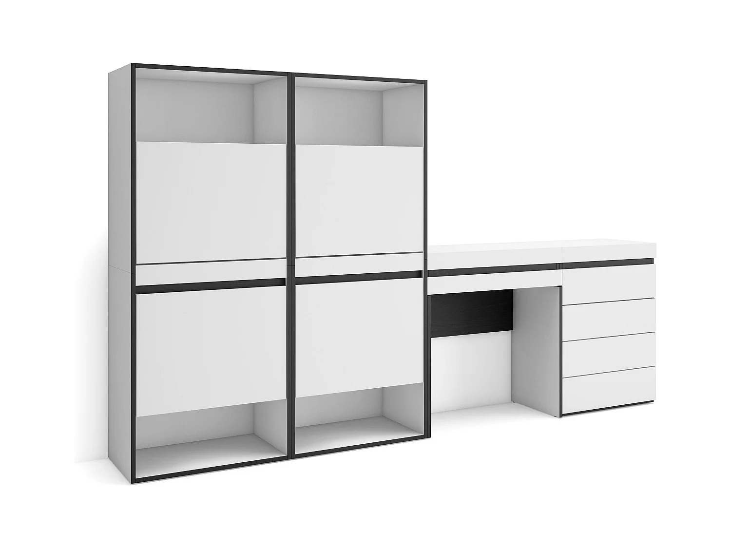 Meuble à Chaussures, 247x35x145 cm, Chambre à coucher, pièce, Commode, Buffet, Coiffeuse, Blanc