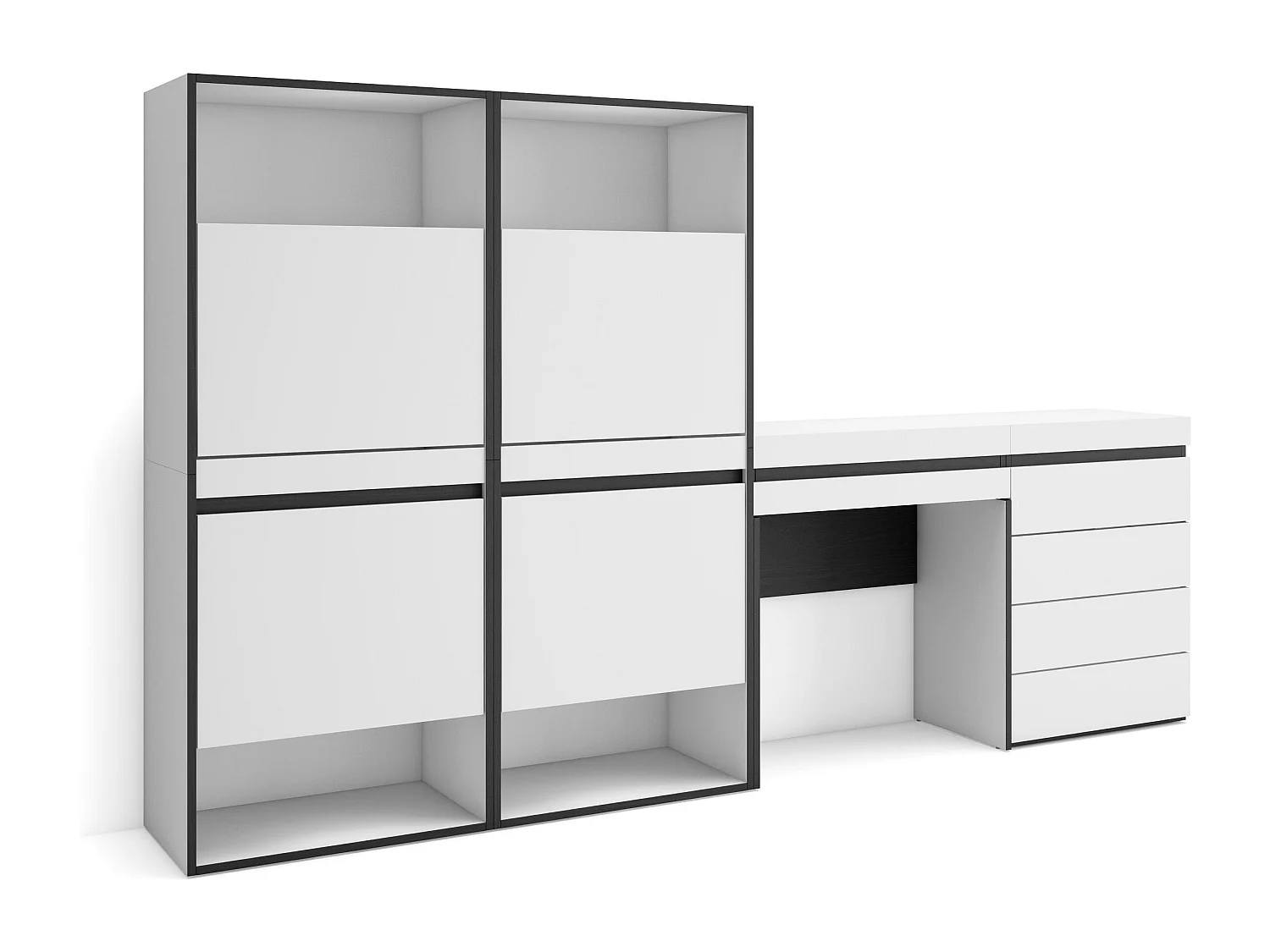 Meuble à Chaussures, 247x35x145 cm, Chambre à coucher, pièce, Commode, Buffet, Coiffeuse, Blanc