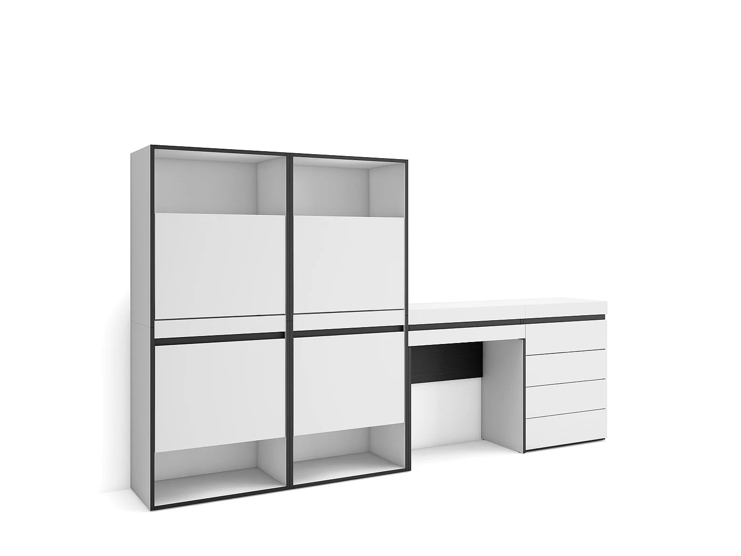 Meuble à Chaussures, 247x35x145cm, Chambre à coucher, pièce, Commode, Buffet, Coiffeuse, Blanc