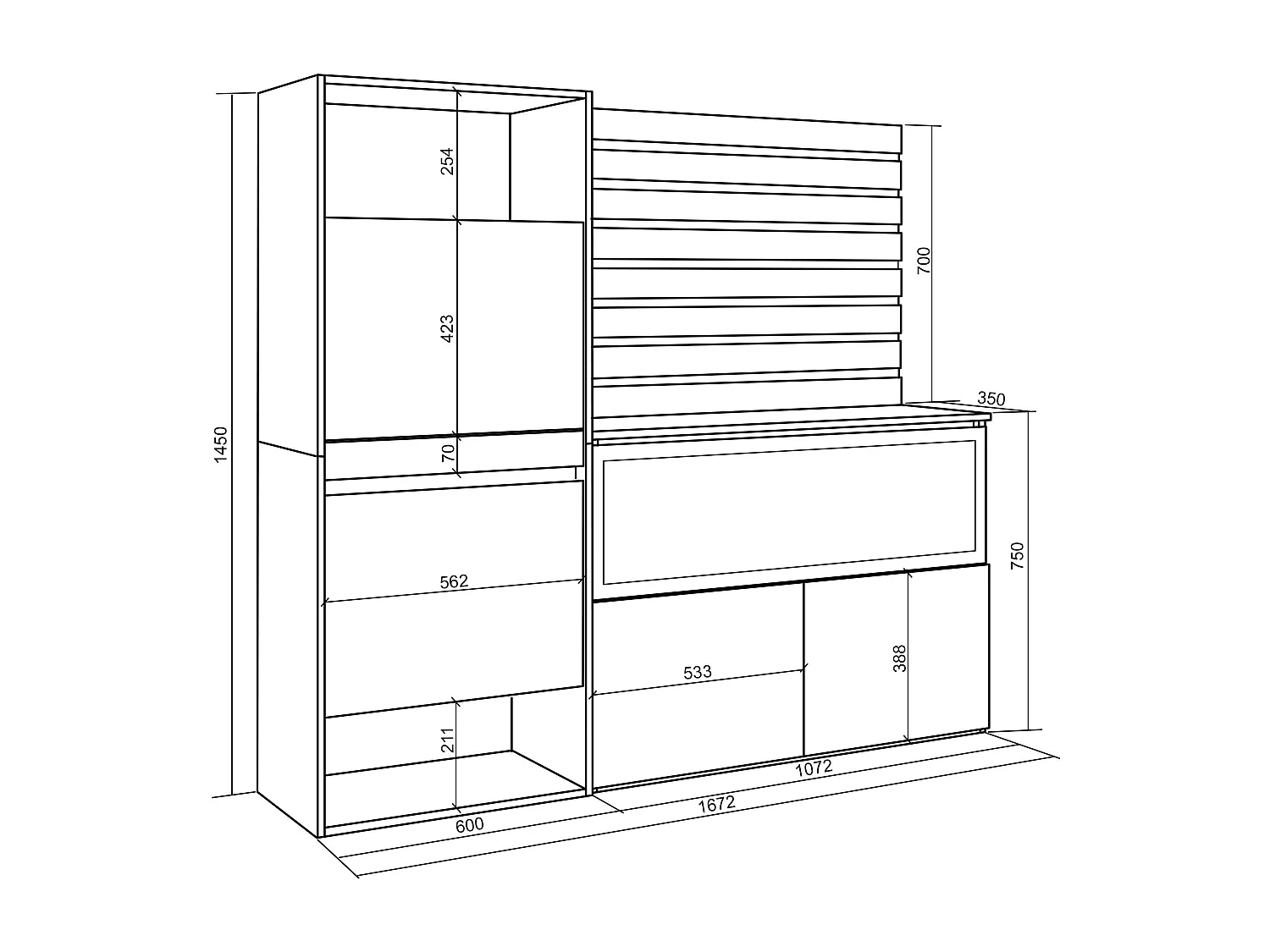 Buffet, Bahut, 167x35x145 cm, Chambre à coucher, pièce, Cheminée électrique XXL, Meuble à Chaussures, Blanc