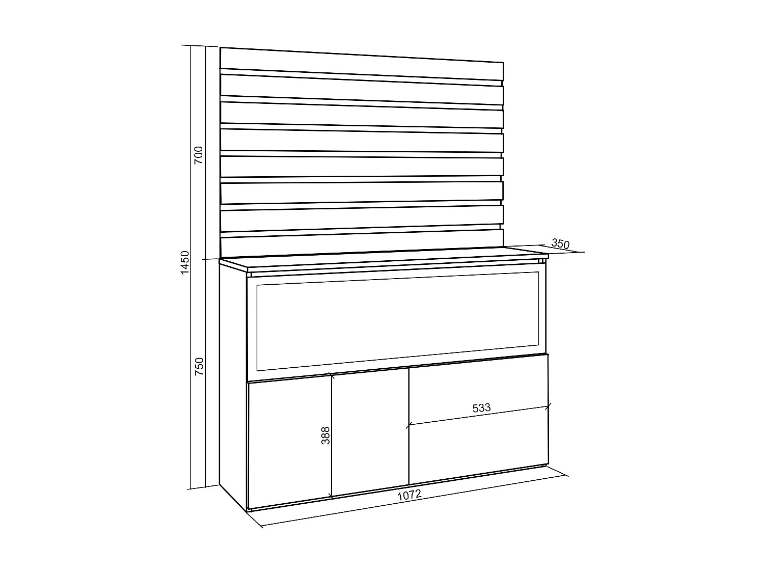Buffet, Bahut, 107x35x145 cm, Chambre à coucher, pièce, Cheminée électrique XXL, Chêne