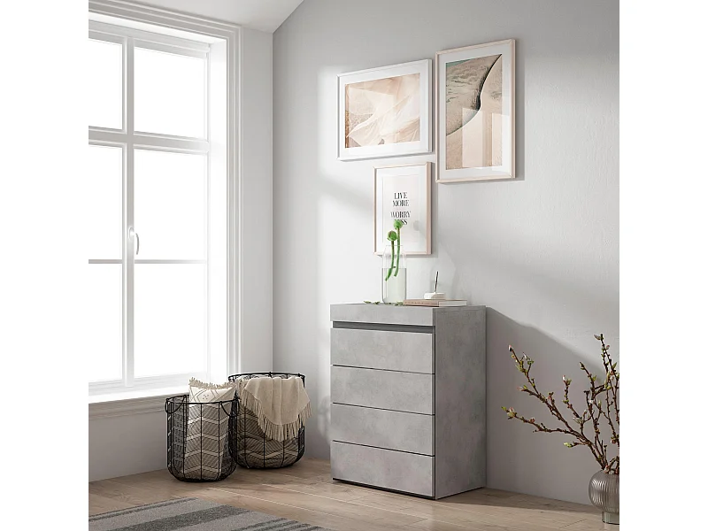 Commode, Buffet, Armoire, 35x57x75 cm, Chambre à coucher, pièce, Armoire à Tiroirs, Ciment