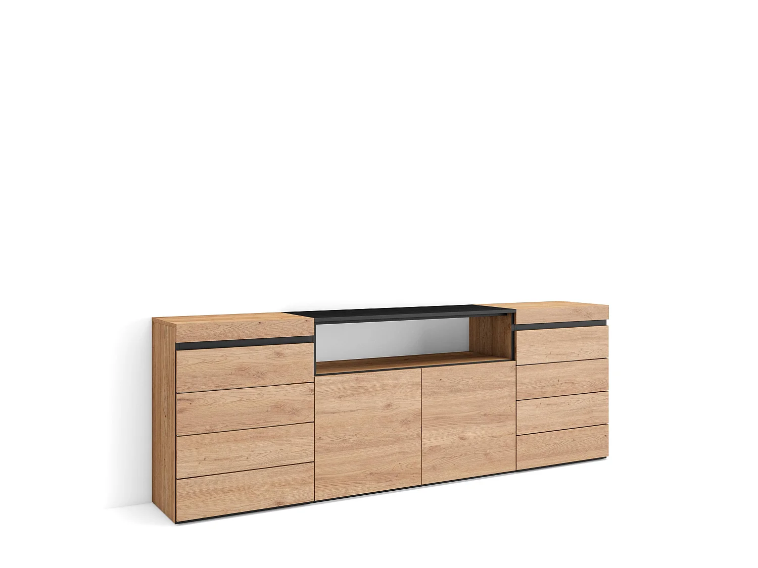 Cómoda, 214x35x75cm, Para quarto, dormitório, Camiseiro, Carvalho