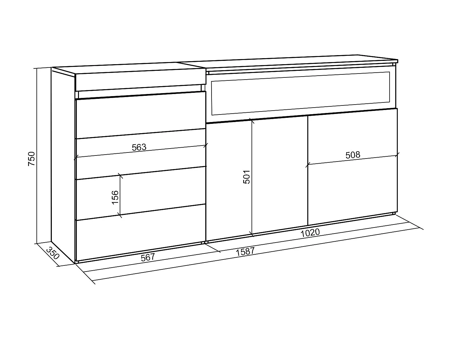 Commode, Buffet, Armoire, 135x57x75 cm, Chambre à coucher, pièce, Cheminée électrique, Ciment