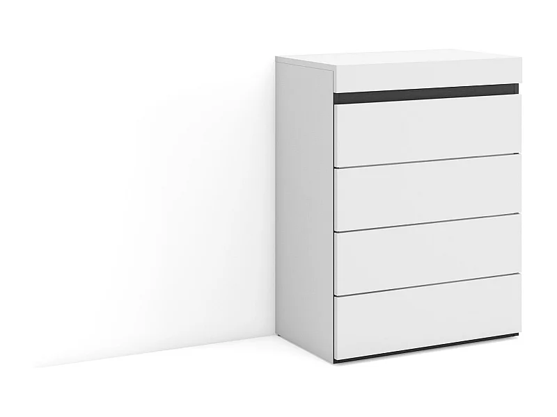 Kommode mit Schubladen, 57x35x75cm, Für Schlafzimmer, Sideboard, Schrank, Weiß und Schwarz