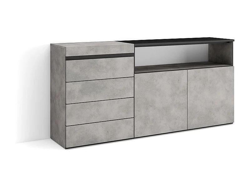 Ladekast, Commode, 135x57x75cm, Voor slaapkamer, kamer, Met opbergruimte, Cement