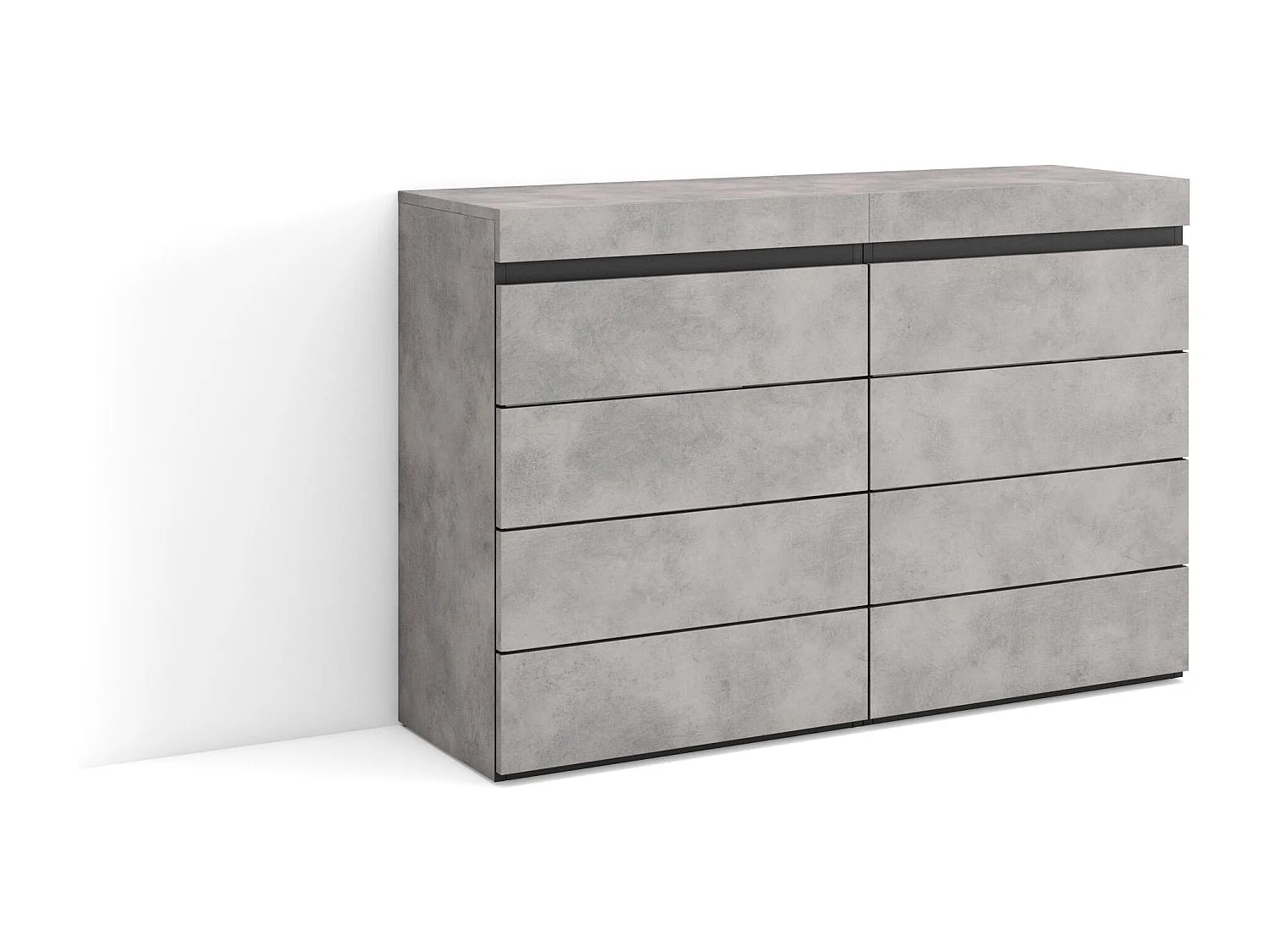 Ladekast, Commode, 114x35x75cm, Voor slaapkamer, kamer, Met opbergruimte, Cement