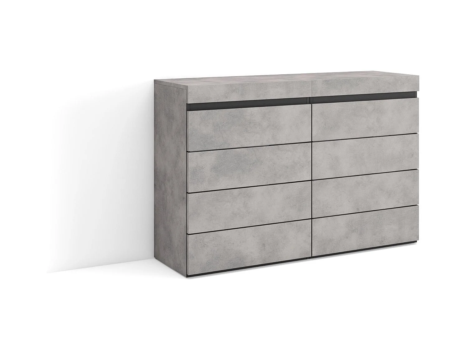 Commode, Buffet, Armoire, 114x35x75 cm, Chambre à coucher, pièce, Armoire à Tiroirs, Ciment
