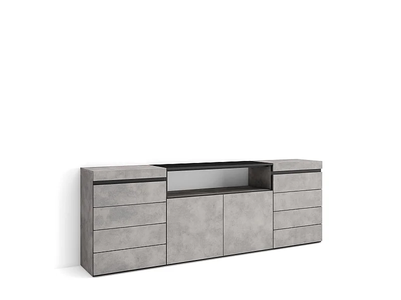 Cassettiera, 214x35x75cm, Camera da letto, stanza, Con Stoccaggio, Cemento