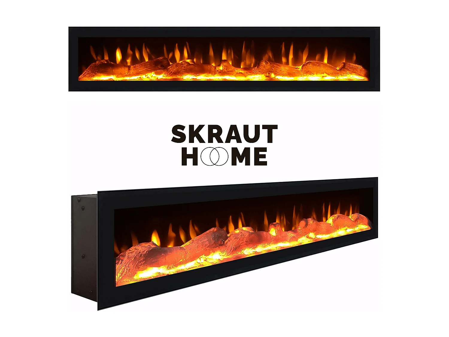 Kommode mit Schubladen, 214x35x75cm, Für Schlafzimmer, Elektrokamin, Zement