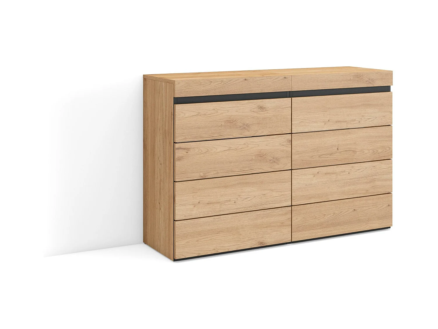 Commode, Buffet, Armoire, 114x35x75 cm, Chambre à coucher, pièce, Armoire à Tiroirs, Chêne