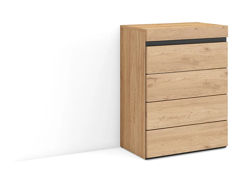 Kommode mit Schubladen, 57x35x75cm, Für Schlafzimmer, Sideboard, Schrank, Eiche