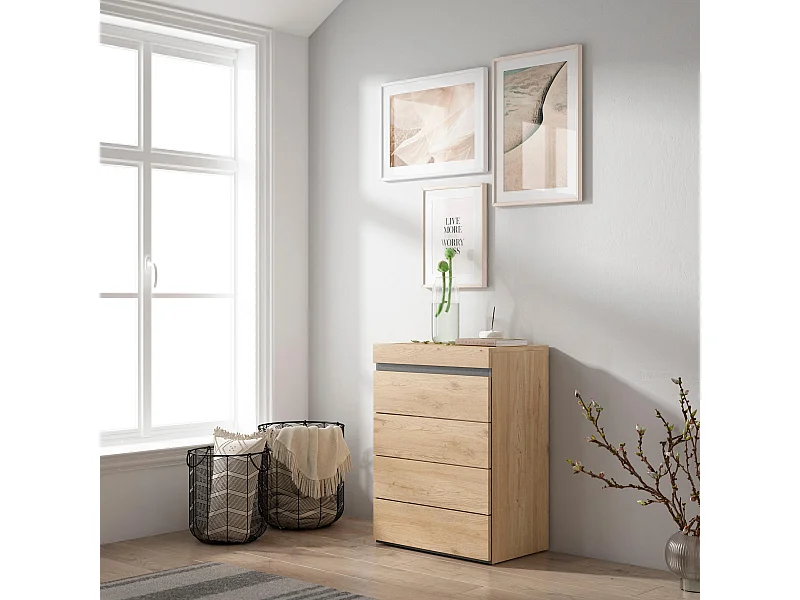 Commode, Buffet, Armoire, 35x57x75 cm, Chambre à coucher, pièce, Armoire à Tiroirs, Chêne