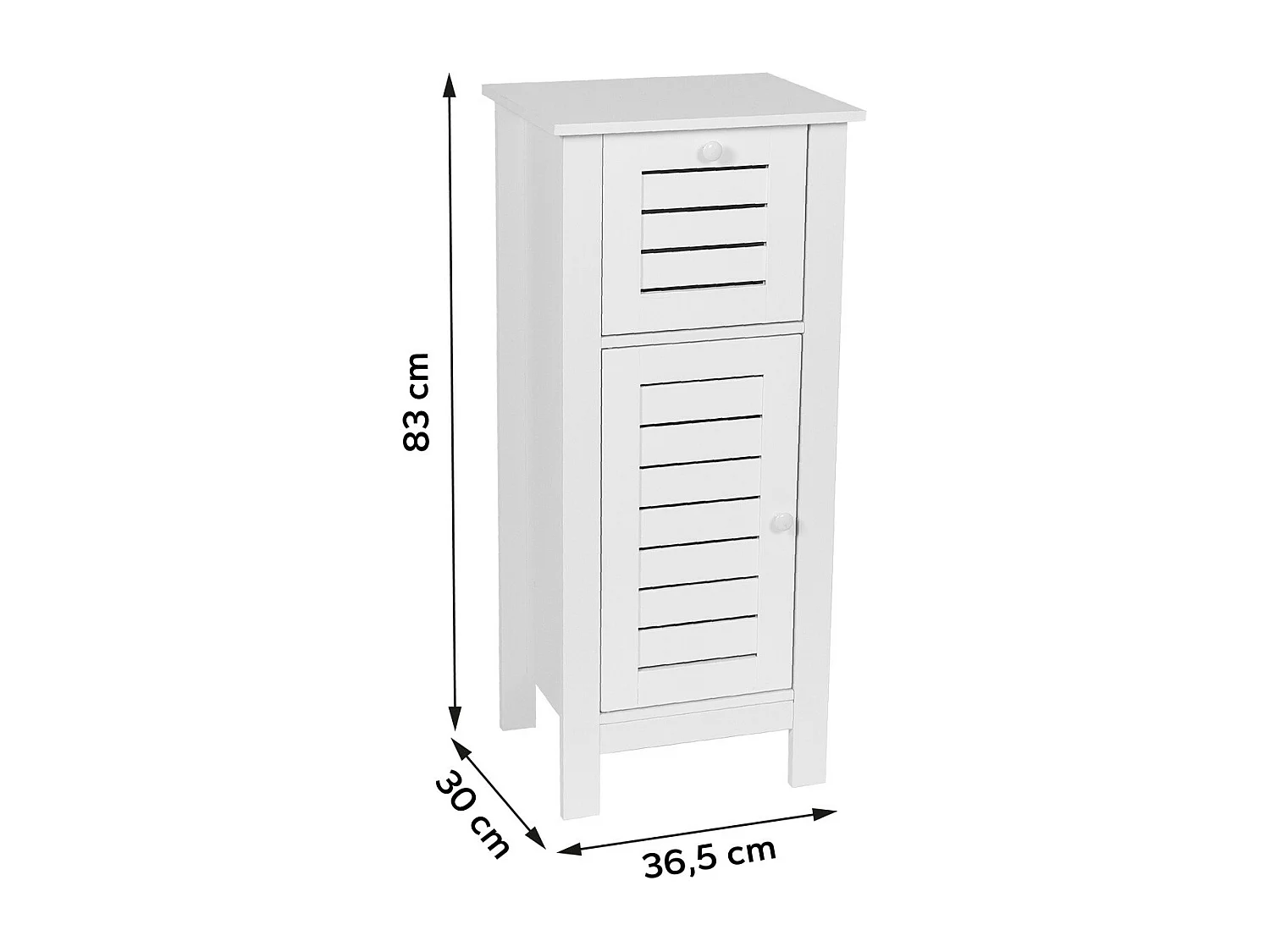 Meuble de rangement 1 Porte et 1 Tiroir H 83 cm - Blanc