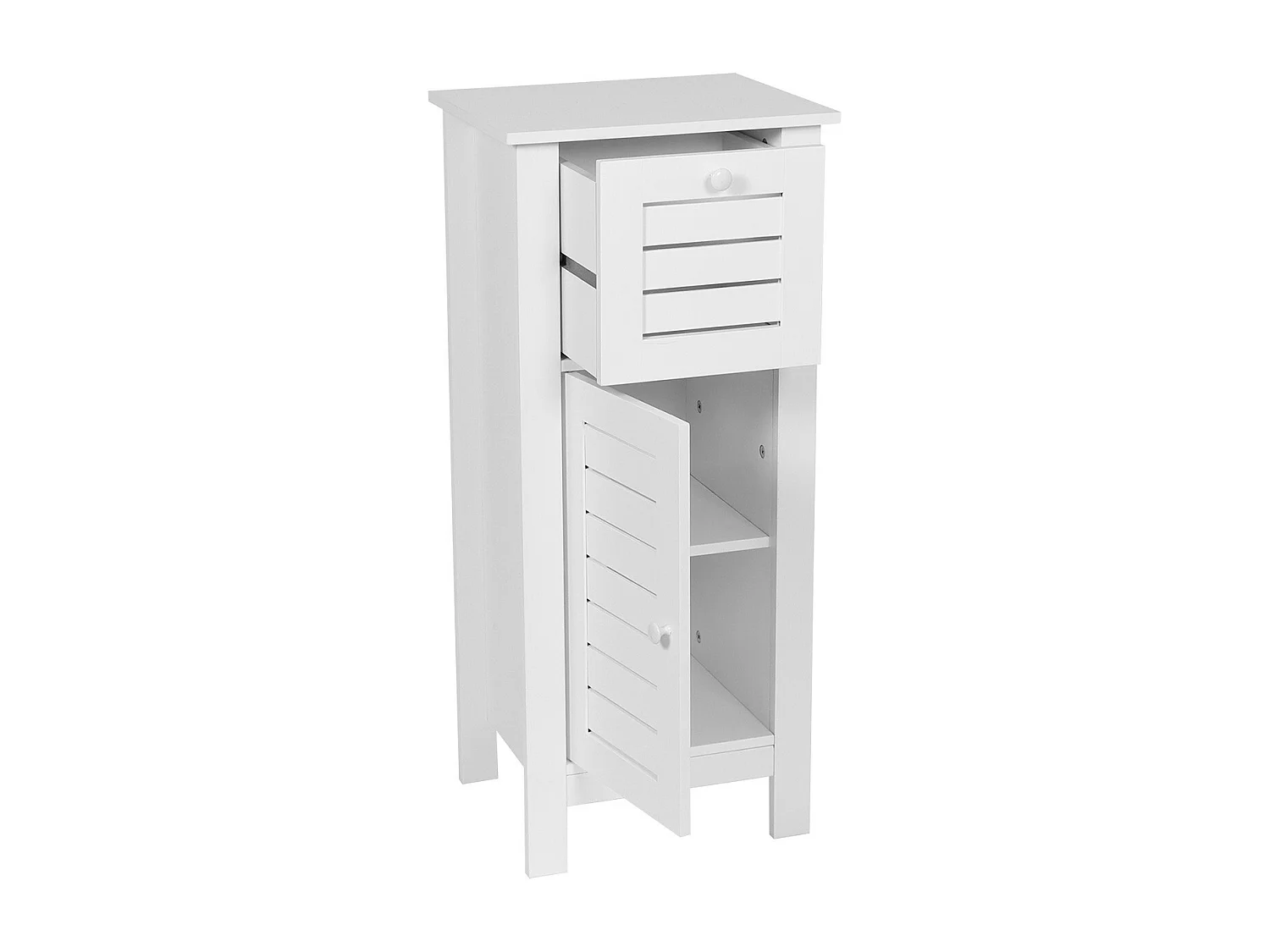 Meuble de rangement 1 Porte et 1 Tiroir H 83 cm - Blanc