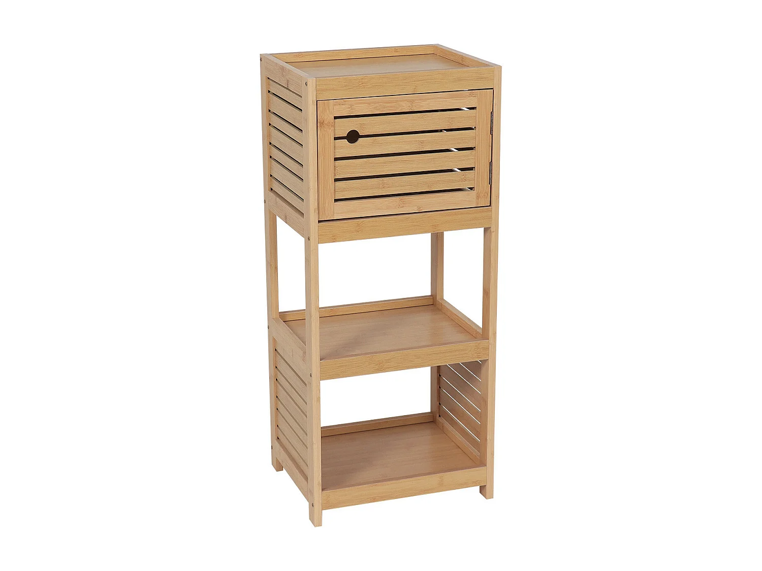 Meuble de rangement 1 Porte et 2 Etagères H 83 cm - Naturel