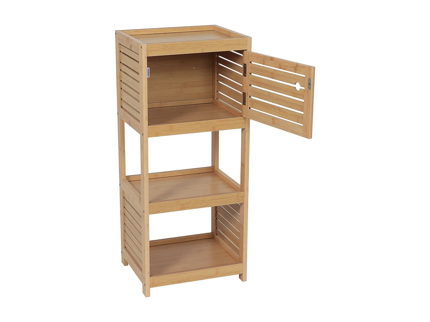 Meuble de rangement 1 Porte et 2 Etagères H 83 cm - Naturel