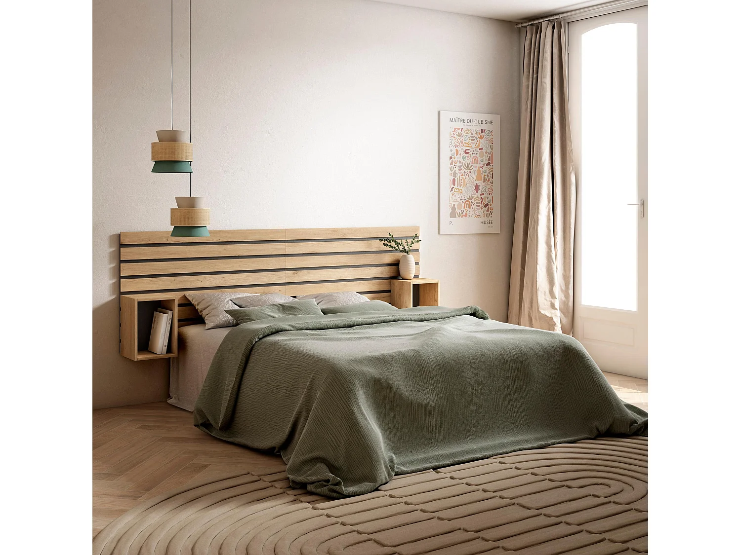 Tête de lit, 214x70x3, Lit 120,135,140,150,160 cm, Panneaux Muraux, Chêne