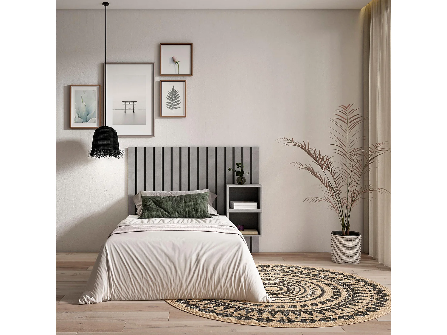 Tête de lit, 133x107x3cm, Lit de 80,90,110cm, Panneaux Muraux, Ciment