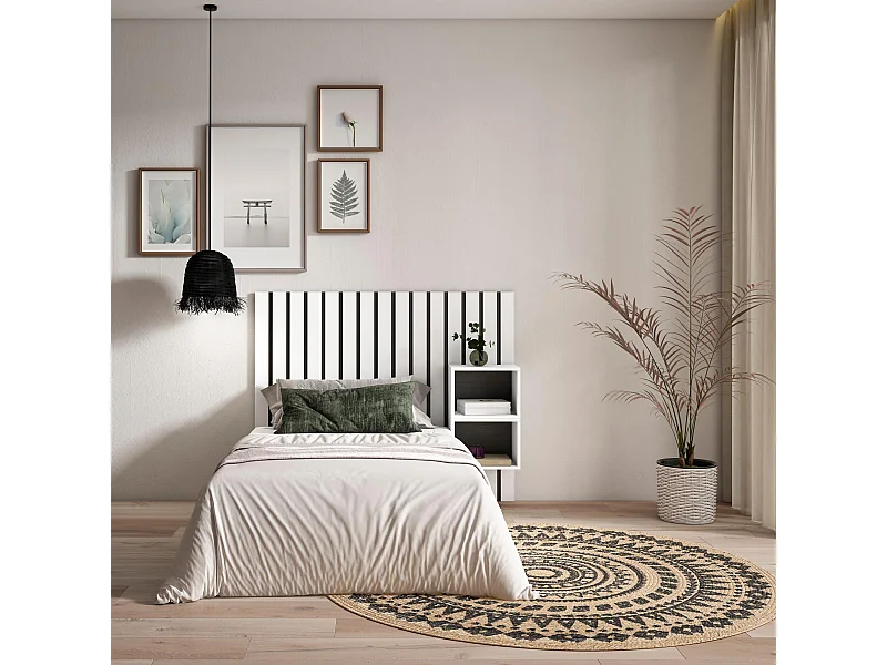 Tête de lit, 133x107x3 cm, Lit de 80,90,110 cm, Panneaux Muraux, Blanc