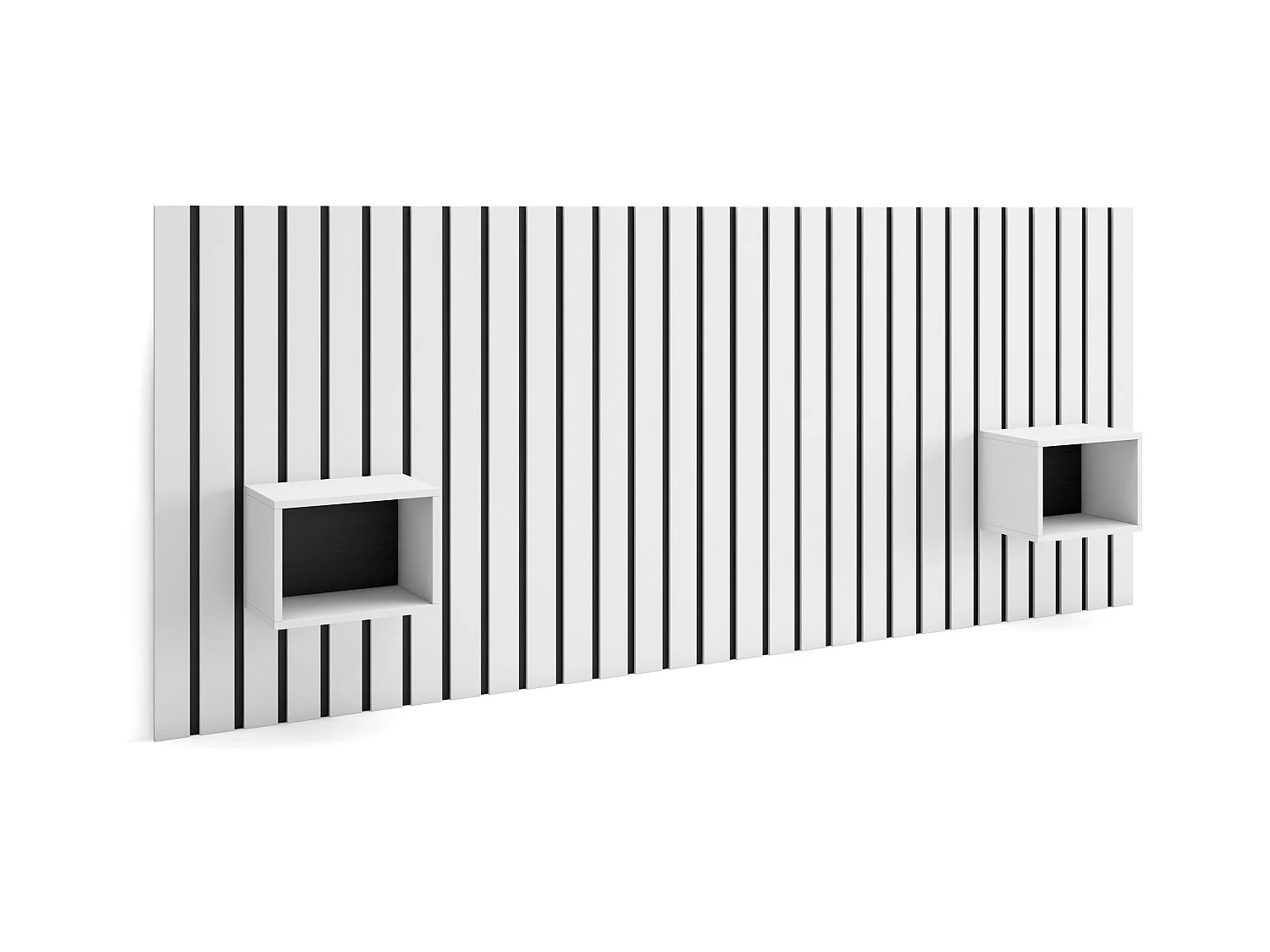 Tête de lit, 258x107x3 cm, Lit de 150,160,180 cm, Panneaux Muraux, Blanc
