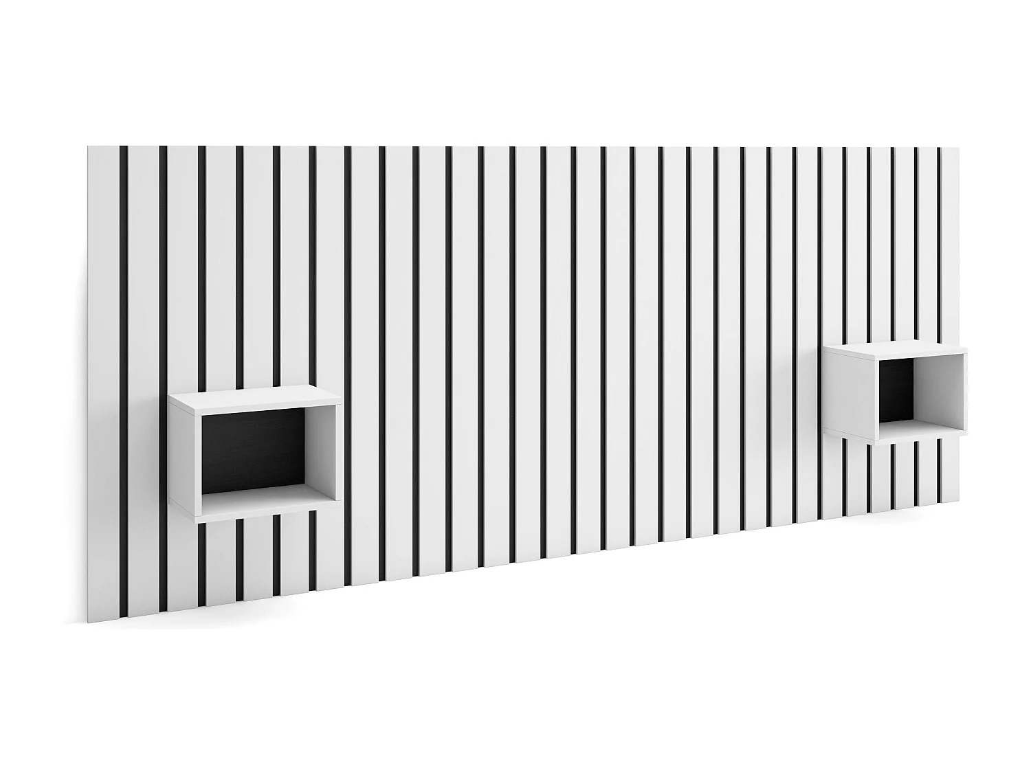 Tête de lit, 258x107x3 cm, Lit de 150,160,180 cm, Panneaux Muraux, Blanc