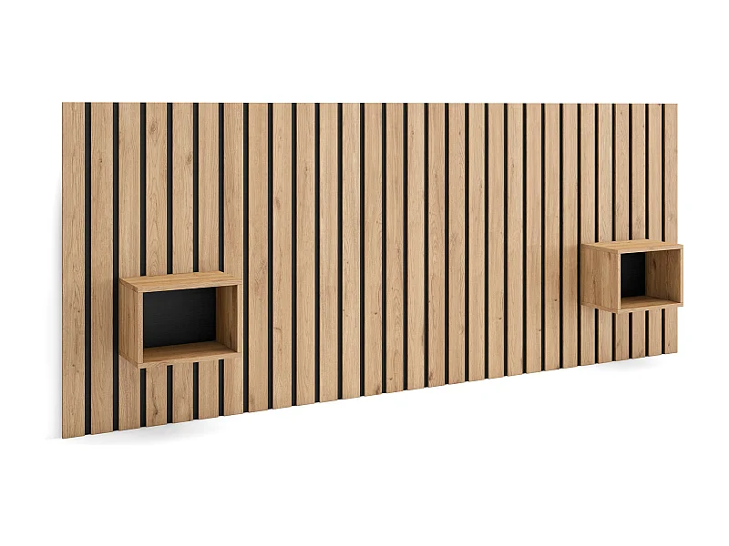 Cabeceira, 258x107x3cm, Cama de 150,160,180cm, Mesas de cabeceira, Carvalho