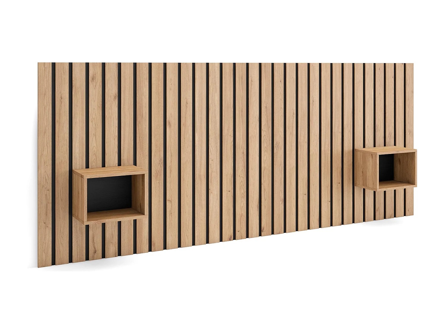 Tête de lit, 258x107x3 cm, Lit de 150,160,180 cm, Panneaux Muraux, Chêne