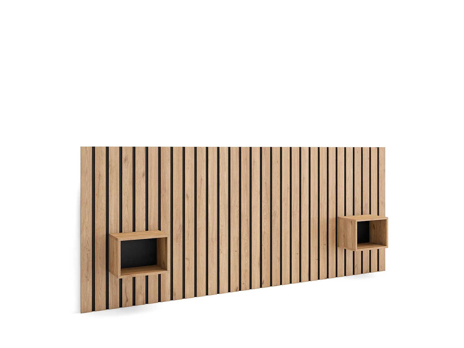 Tête de lit, 258x107x3cm, Lit de 150,160,180cm, Panneaux Muraux, Chêne