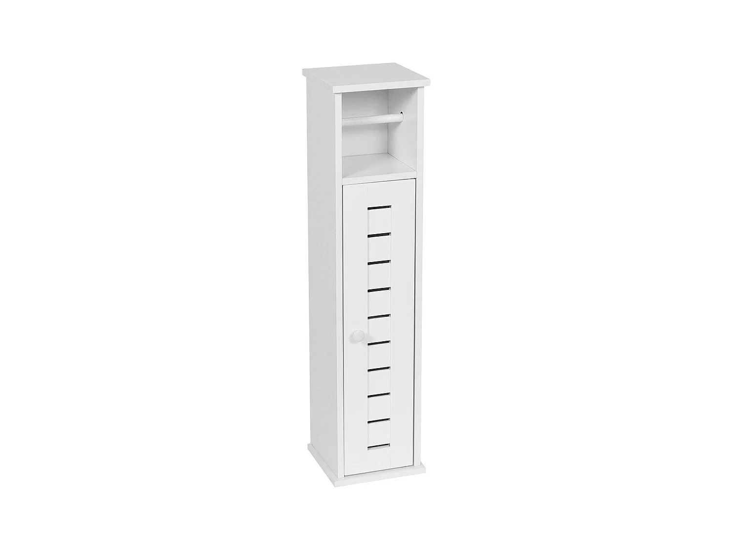Meuble Réserve et Dérouleur de Papier WC 1 porte et 1 étagère H 75 cm - Blanc