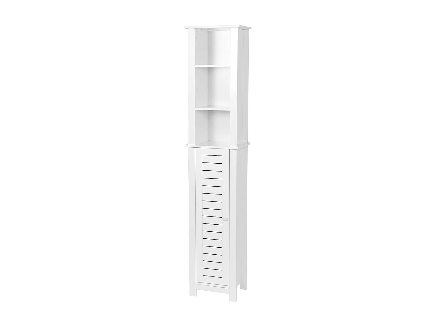 Meuble Colonne de Salle de bain 1 Porte 2 Étagères 3 Niches H 173 cm - Blanc