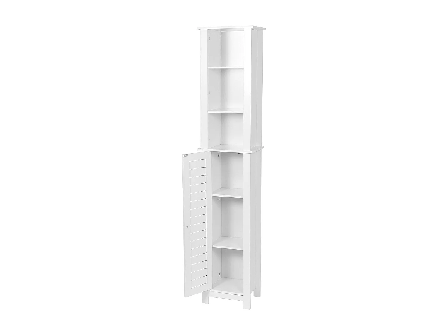 Meuble Colonne de Salle de bain 1 Porte 2 Étagères 3 Niches H 173 cm - Blanc