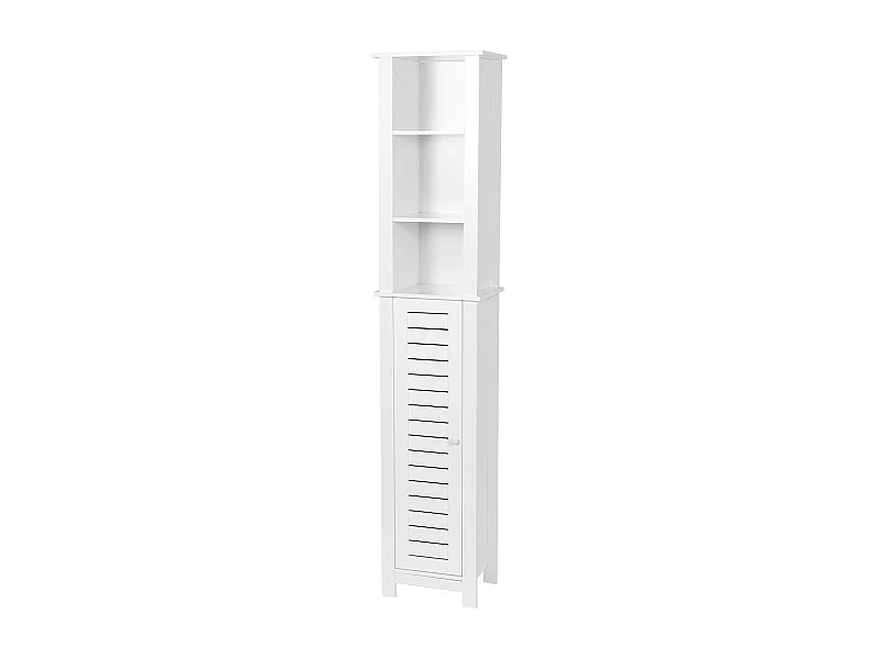 Meuble Colonne de Salle de bain 1 Porte 2 Étagères 3 Niches H 173 cm - Blanc