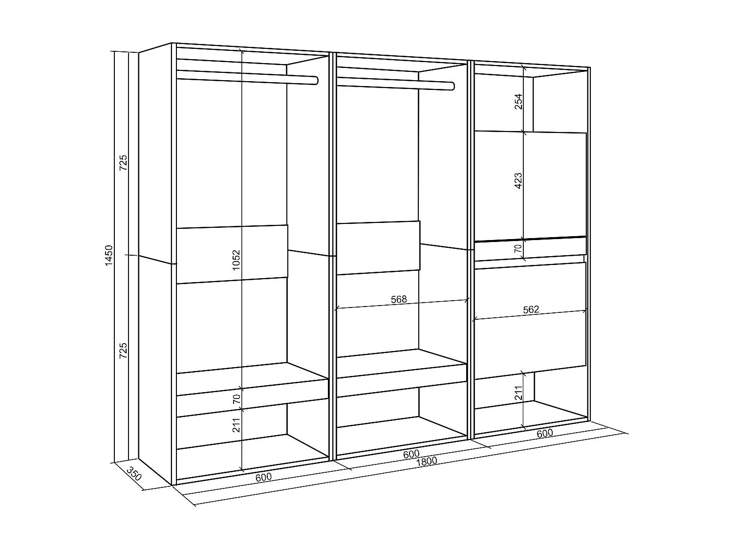 Offener Kleiderschrank,180x35x145cm, Für Schlafzimmer, Schuhschrank, Weiß