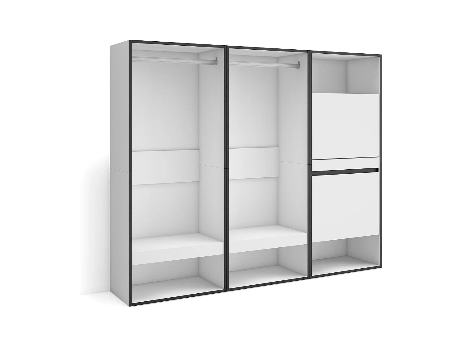 Armoire Vestiaire ouvert, 180x35x145 cm, Chambre à coucher, pièce, Meuble à Chaussures, Blanc