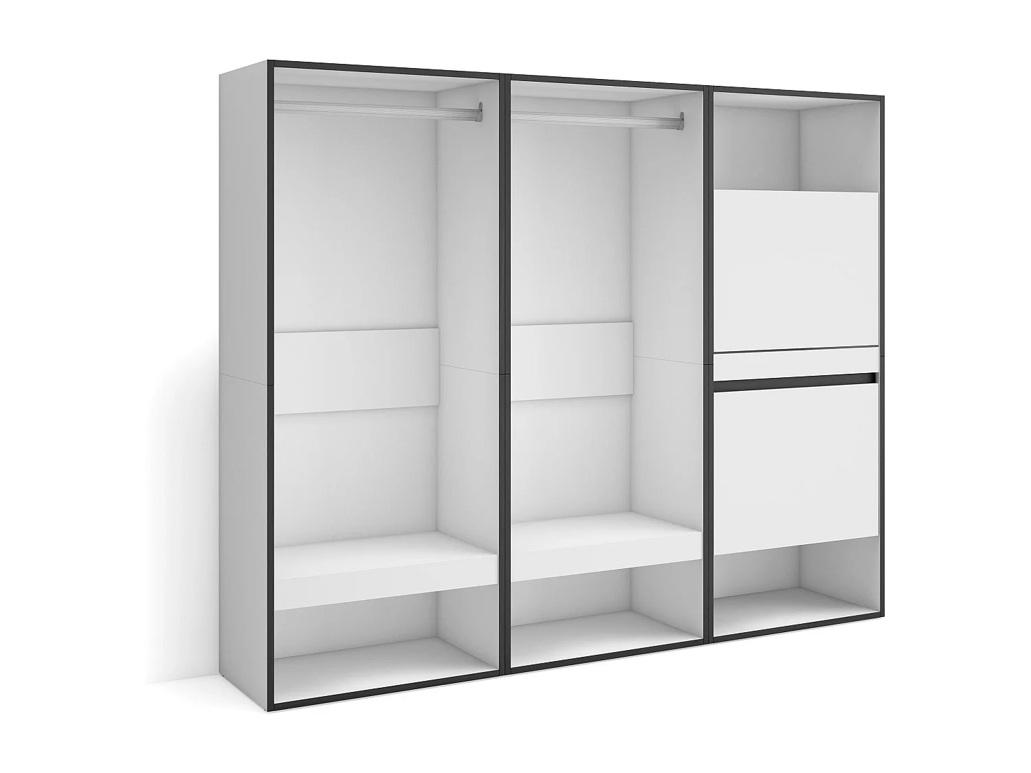 Armoire Vestiaire ouvert, 180x35x145 cm, Chambre à coucher, pièce, Meuble à Chaussures, Blanc