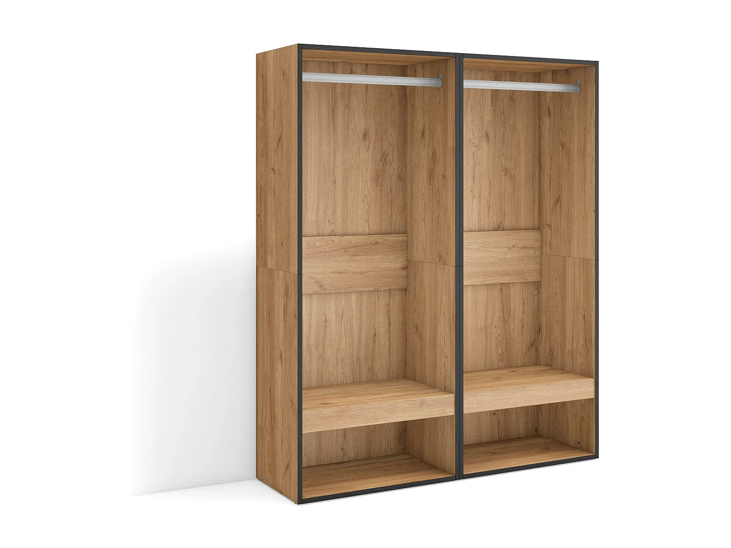 Open Kledingkast, 120x35x145cm, Voor slaapkamer, kamer, Kleren, Schoenen, Eiken