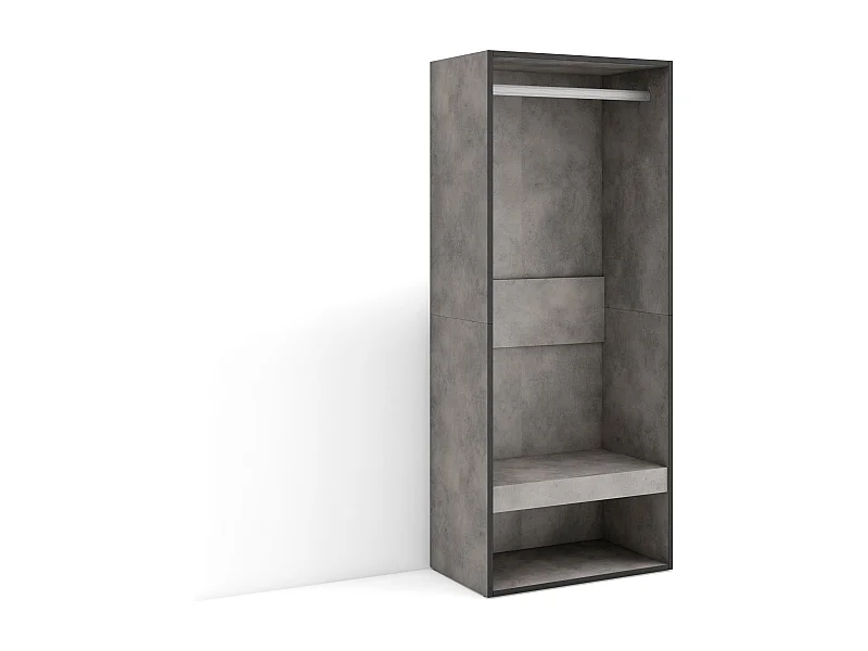 Open Kledingkast, 60x35x145cm, Voor slaapkamer, kamer, Kleren, Schoenen, Cement