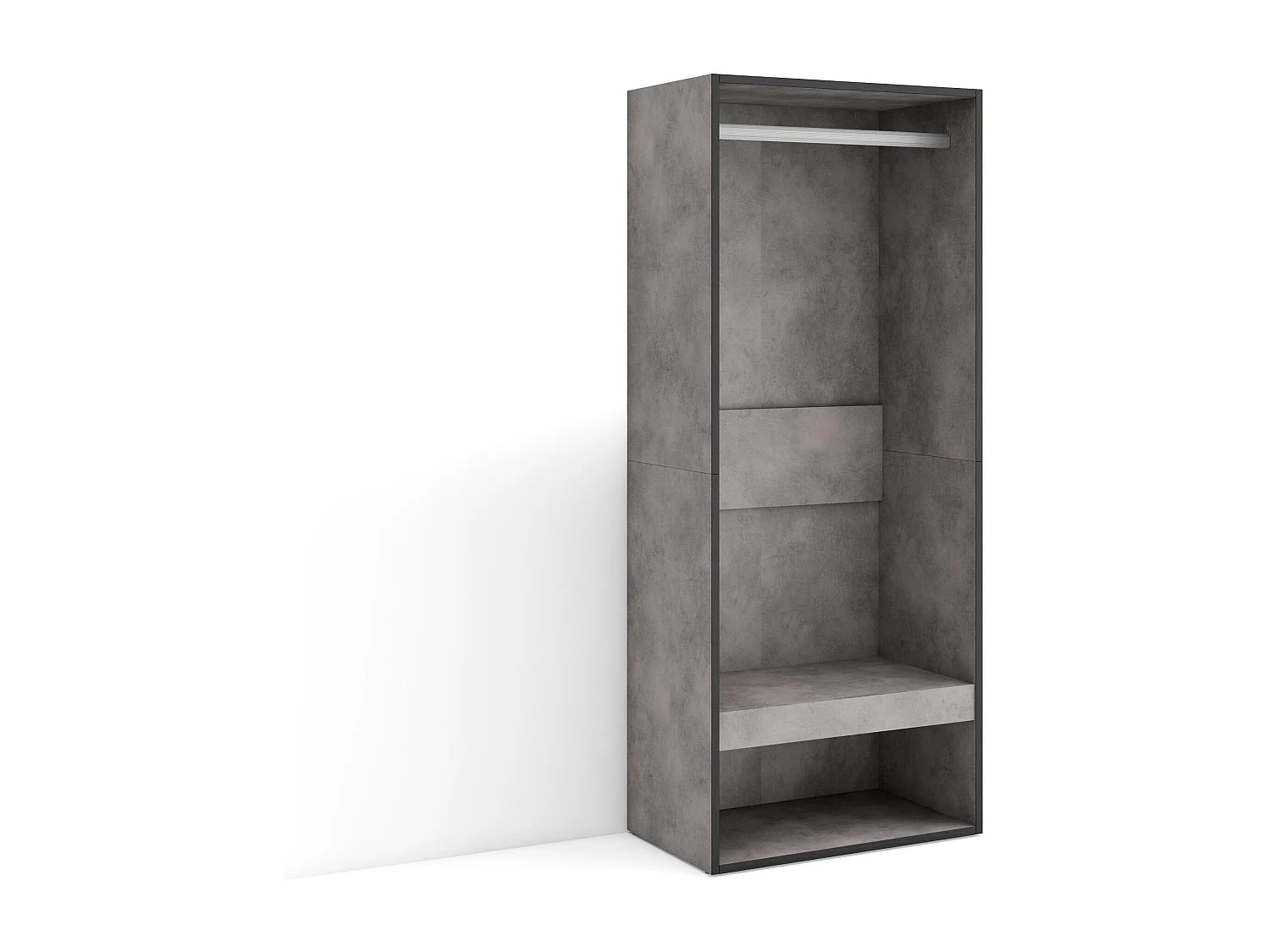 Armadio Aperto, 60x35x145cm, Camera da letto, stanza, Vestiti, scarpe, Cemento