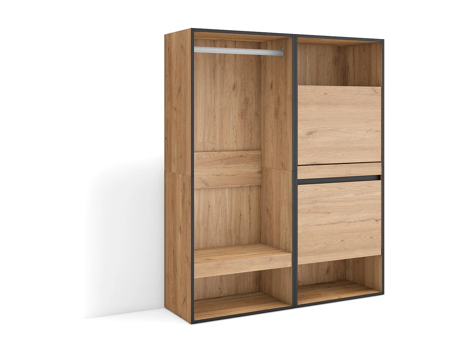 Armoire Vestiaire ouvert, 120x35x145 cm, Chambre à coucher, pièce, Meuble à Chaussures, Chêne