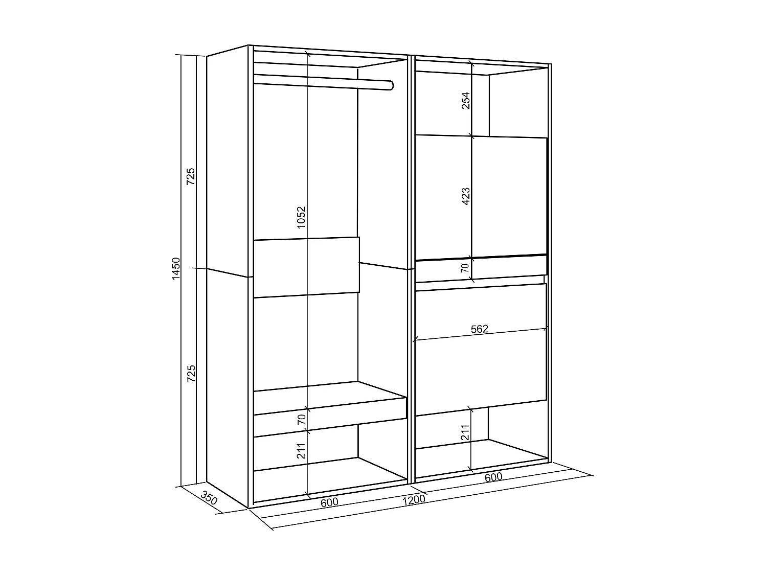 Armoire Vestiaire ouvert, 120x35x145 cm, Chambre à coucher, pièce, Meuble à Chaussures, Chêne