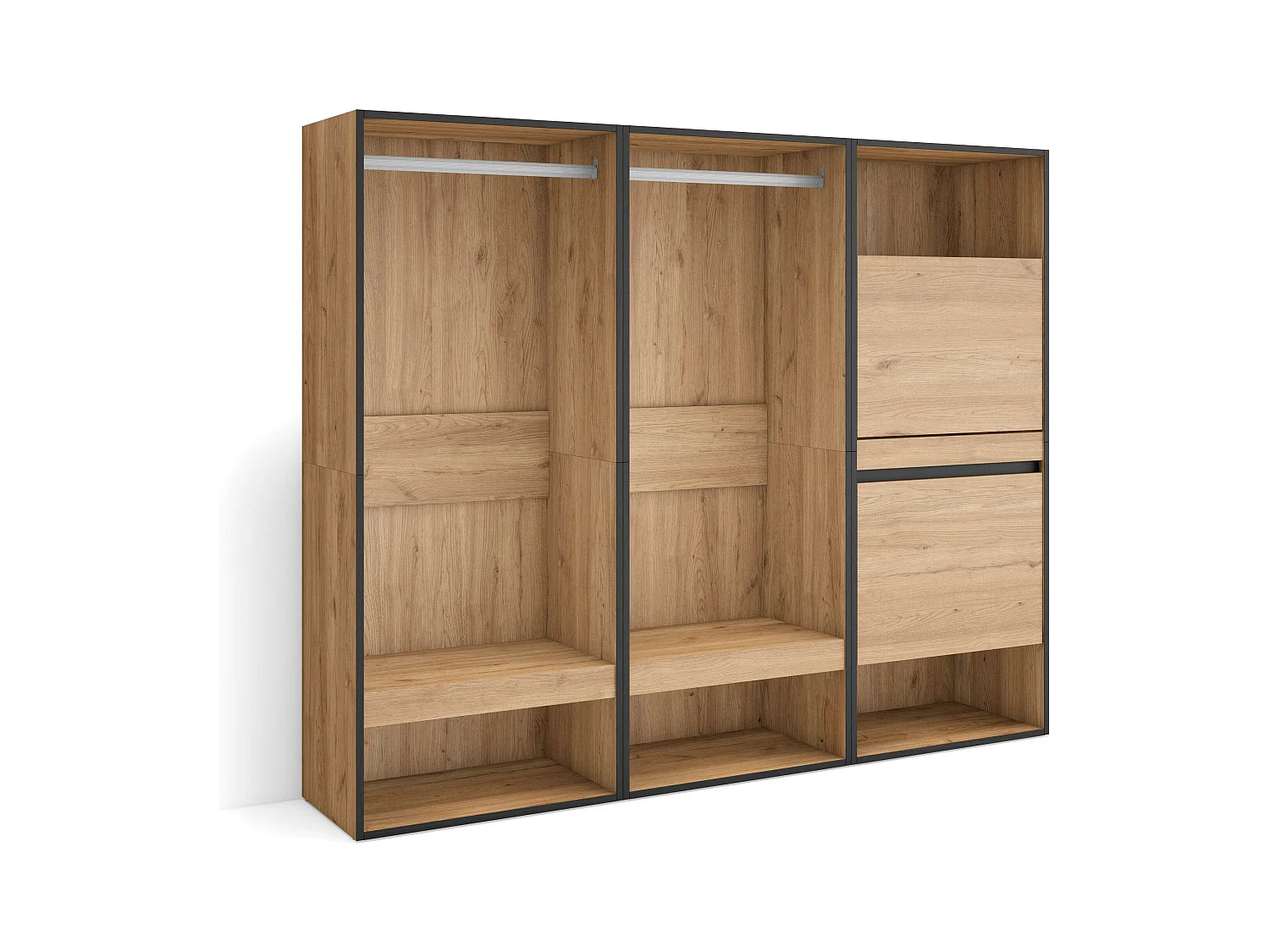 Open Kledingkast, 180x35x145cm, Voor slaapkamer, kamer, Schoenenkast, Eiken