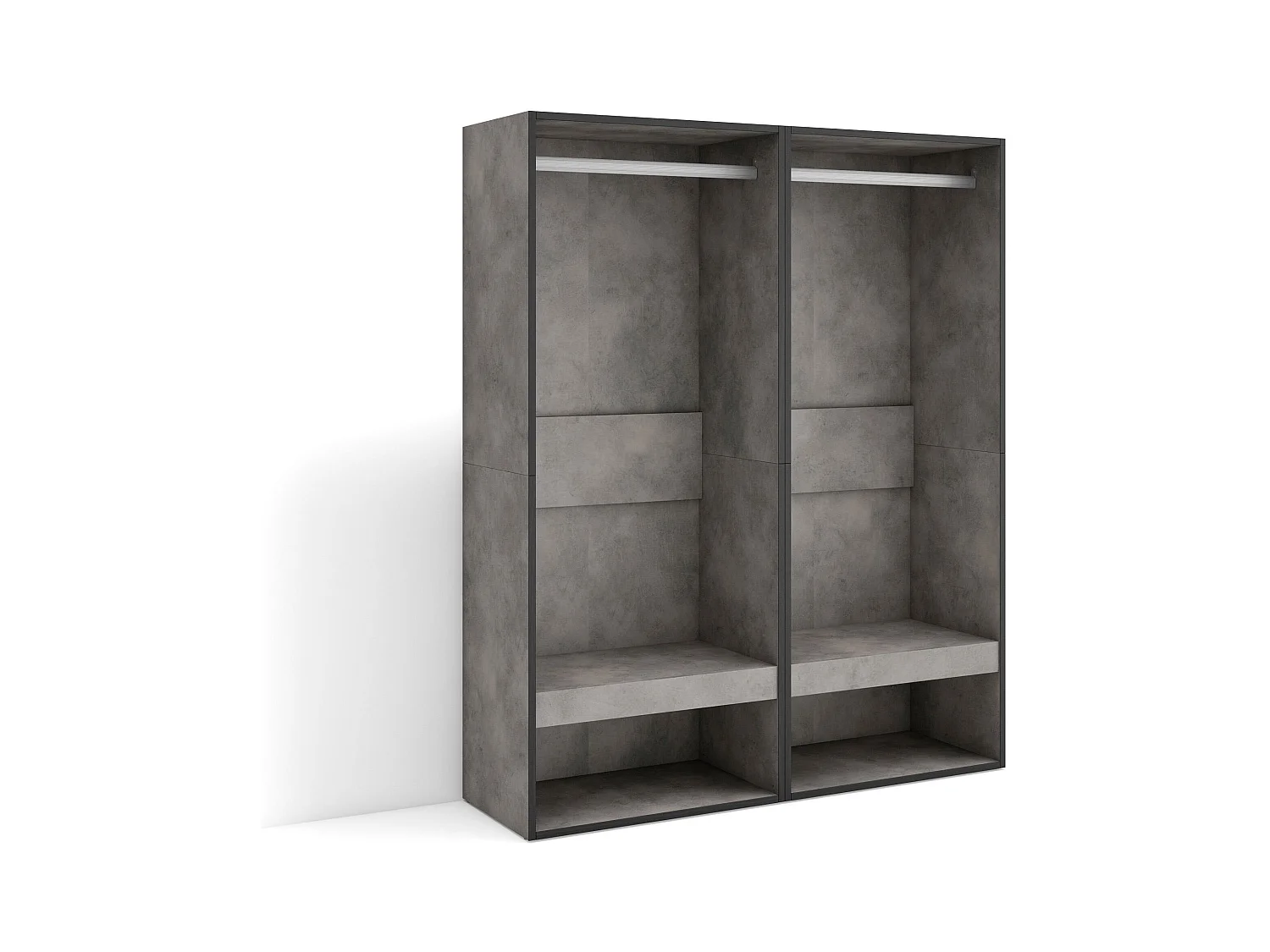 Armoire Vestiaire ouvert, 120x35x145 cm, Chambre à coucher, pièce, Vêtement, Dressing, Ciment