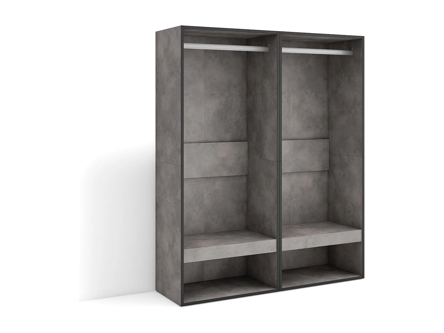 Armoire Vestiaire ouvert, 120x35x145cm, Chambre à coucher, pièce, Vêtement, Dressing, Ciment