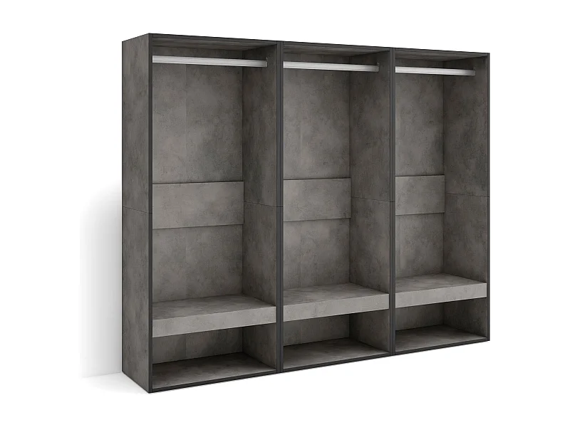 Open Kledingkast, 180x35x145cm, Voor slaapkamer, kamer, Kleren, Schoenen, Cement