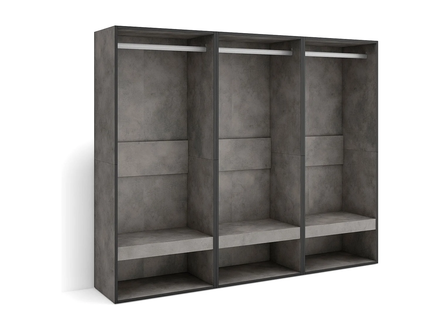Open Kledingkast, 180x35x145cm, Voor slaapkamer, kamer, Kleren, Schoenen, Cement