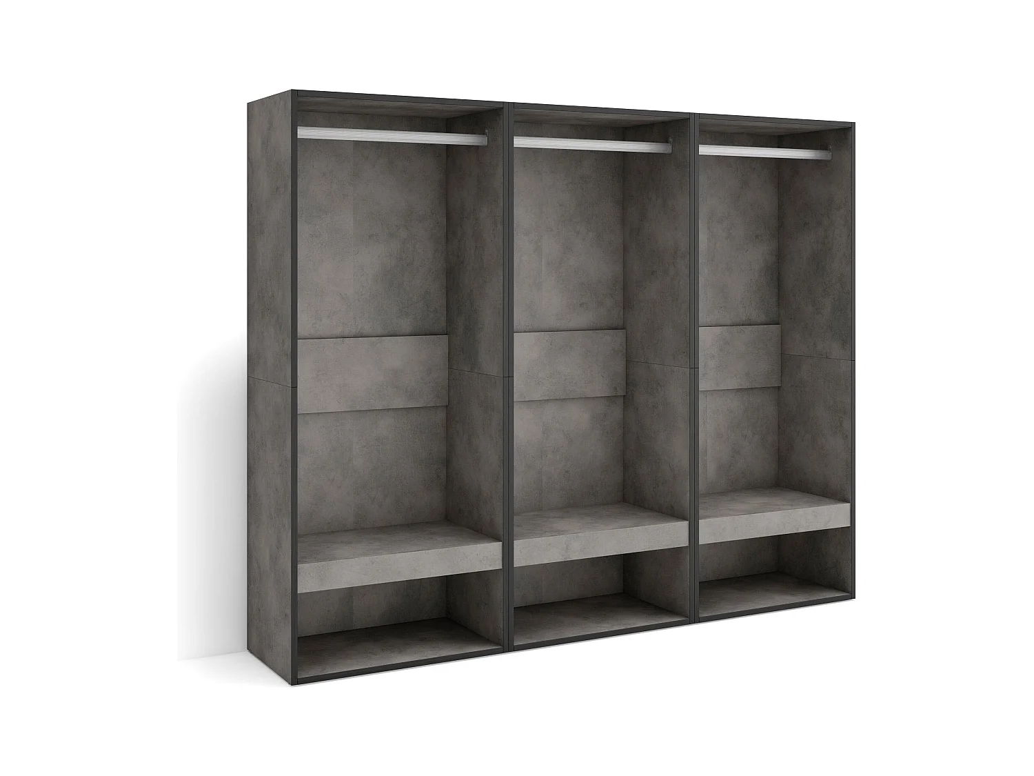 Armoire Vestiaire ouvert, 180x35x145 cm, Chambre à coucher, pièce, Vêtement, Dressing, Ciment