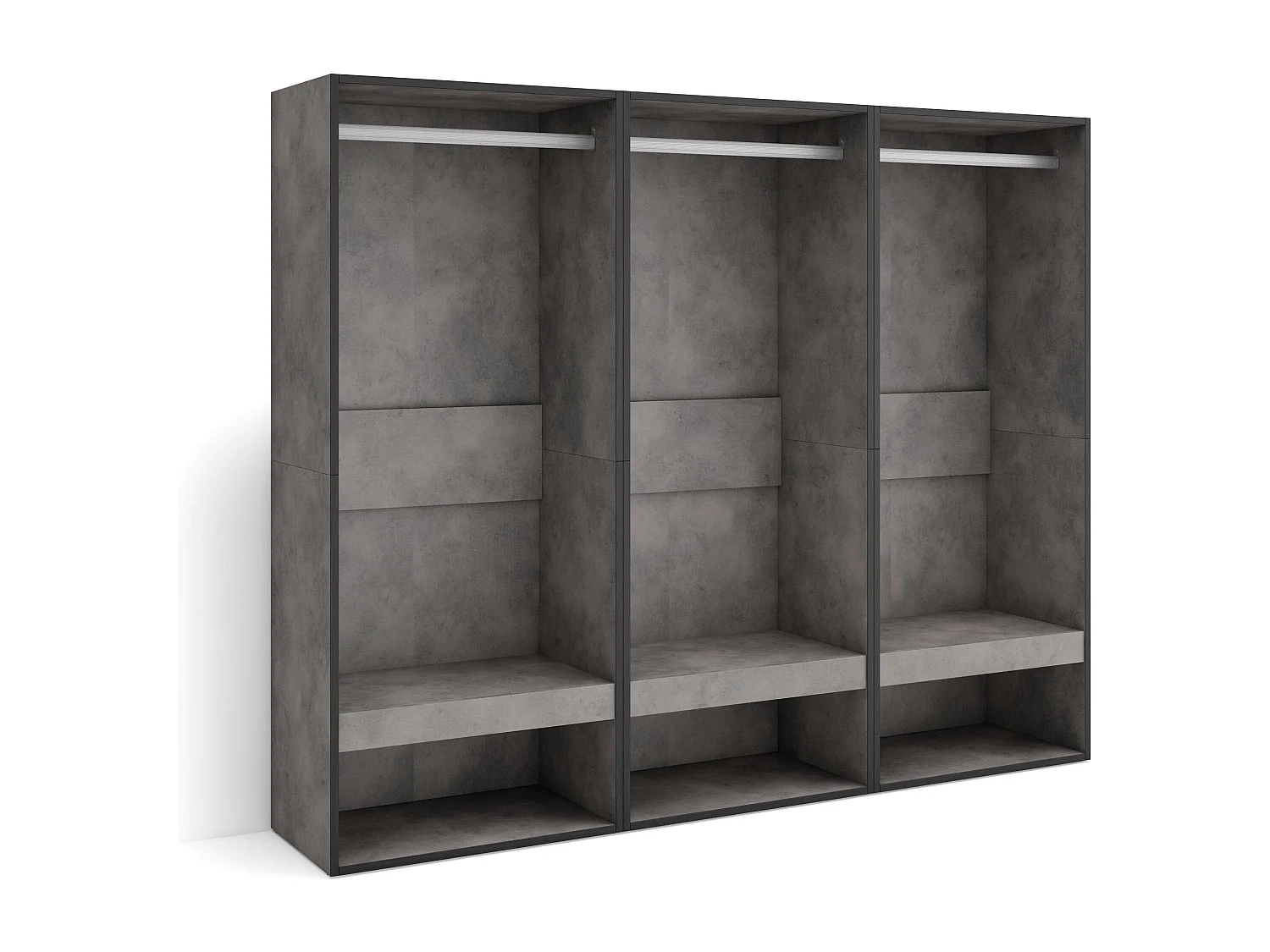 Vestidor abierto, 180x35x145cm, Dormitorio, habitación, Armario, perchero, Cemento