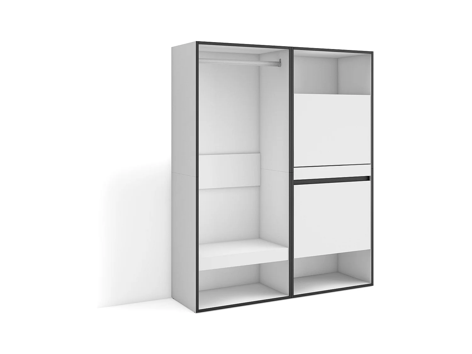 Armoire Vestiaire ouvert, 120x35x145 cm, Chambre à coucher, pièce, Meuble à Chaussures, Blanc