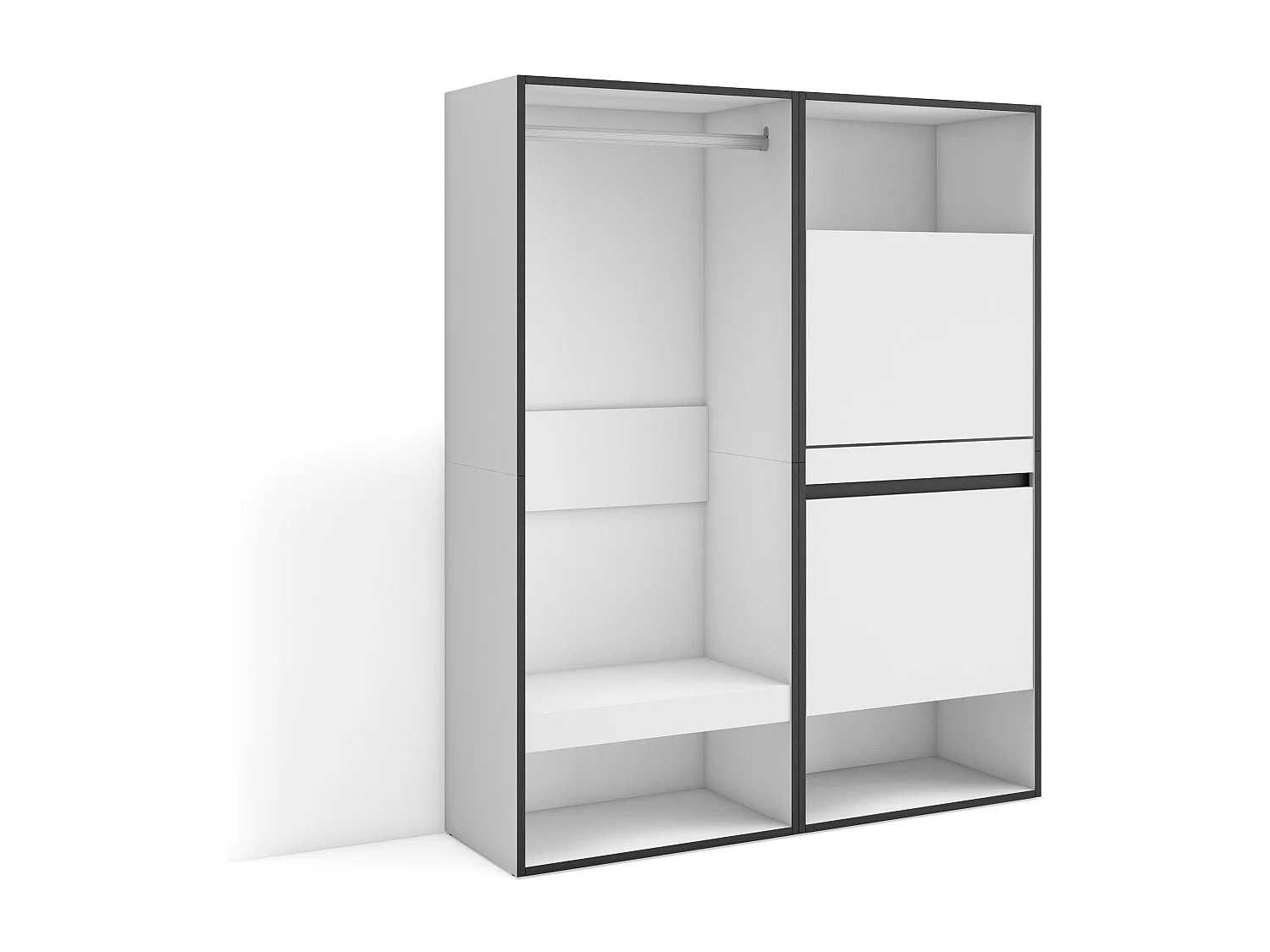 Armoire Vestiaire ouvert, 120x35x145 cm, Chambre à coucher, pièce, Meuble à Chaussures, Blanc
